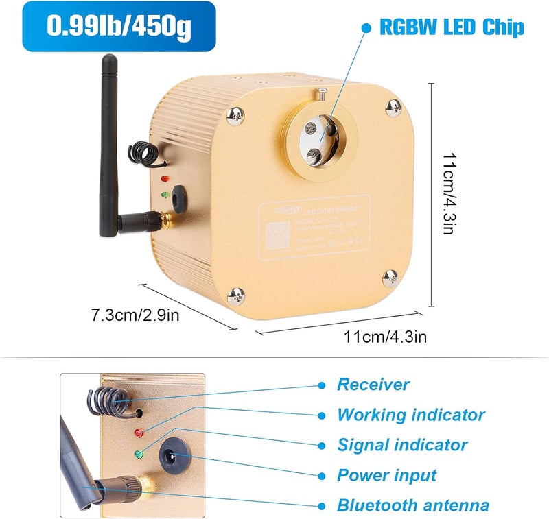 CHINLY Starlight Headliner Kit Twinkle 550pcs 13.1ft 0.02in 16w Fiber Optic Lights kit, Music Mode Bluetooth APP Control Remote, RGBW Star roof Lights for Star Headliner/Home Theater/Pool Ceiling - Image 5